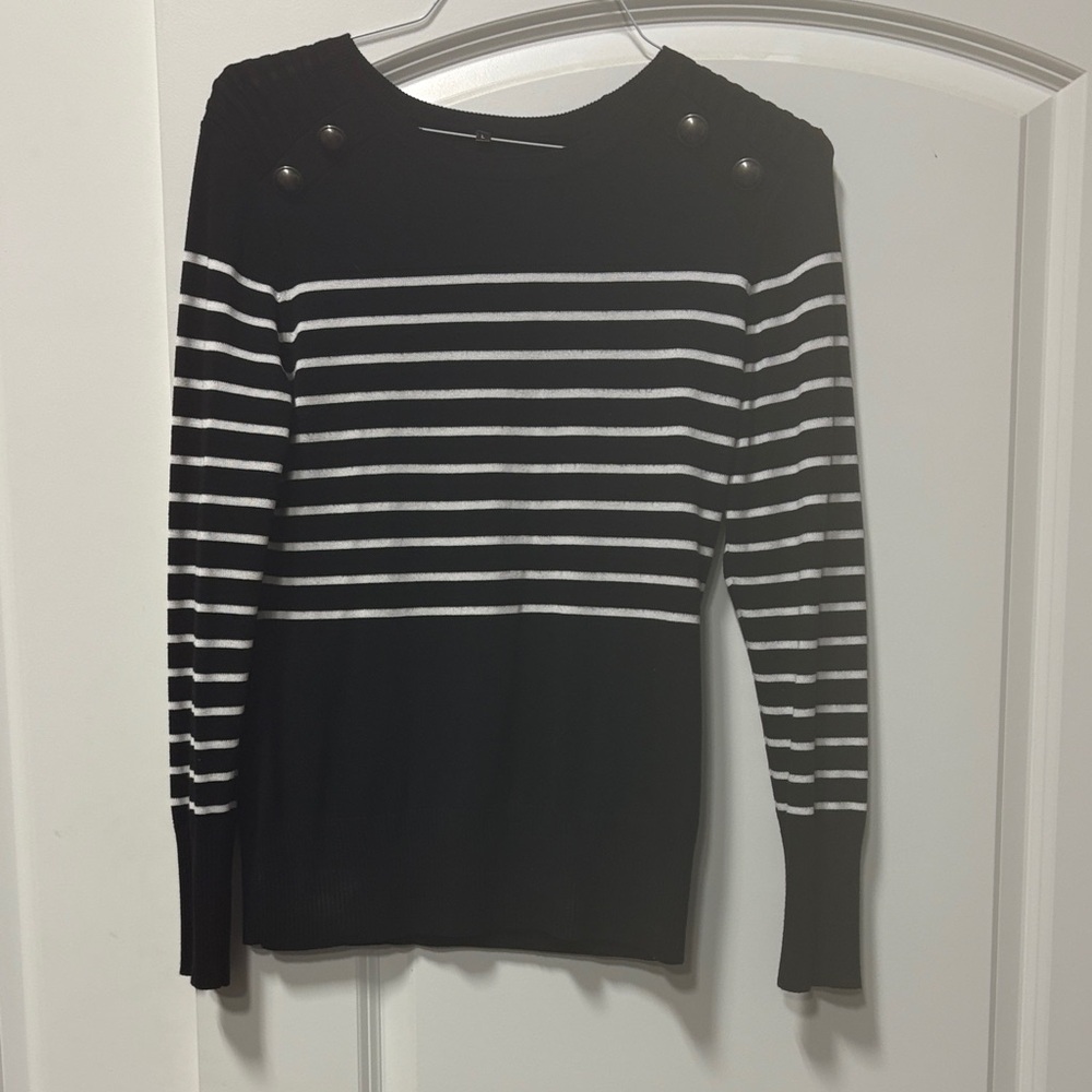 Black and White Striped Women's Top